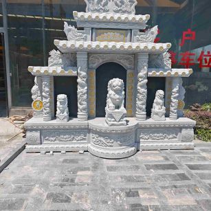 衡阳芝麻白中国黑石材套墓 花岗岩墓碑